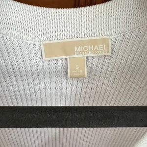 Michael Michael Kors White fitted stretchy knit midi dress